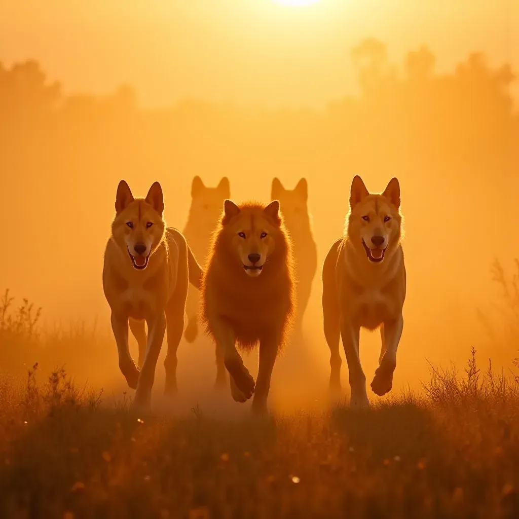 Chien Chasse Les Lions