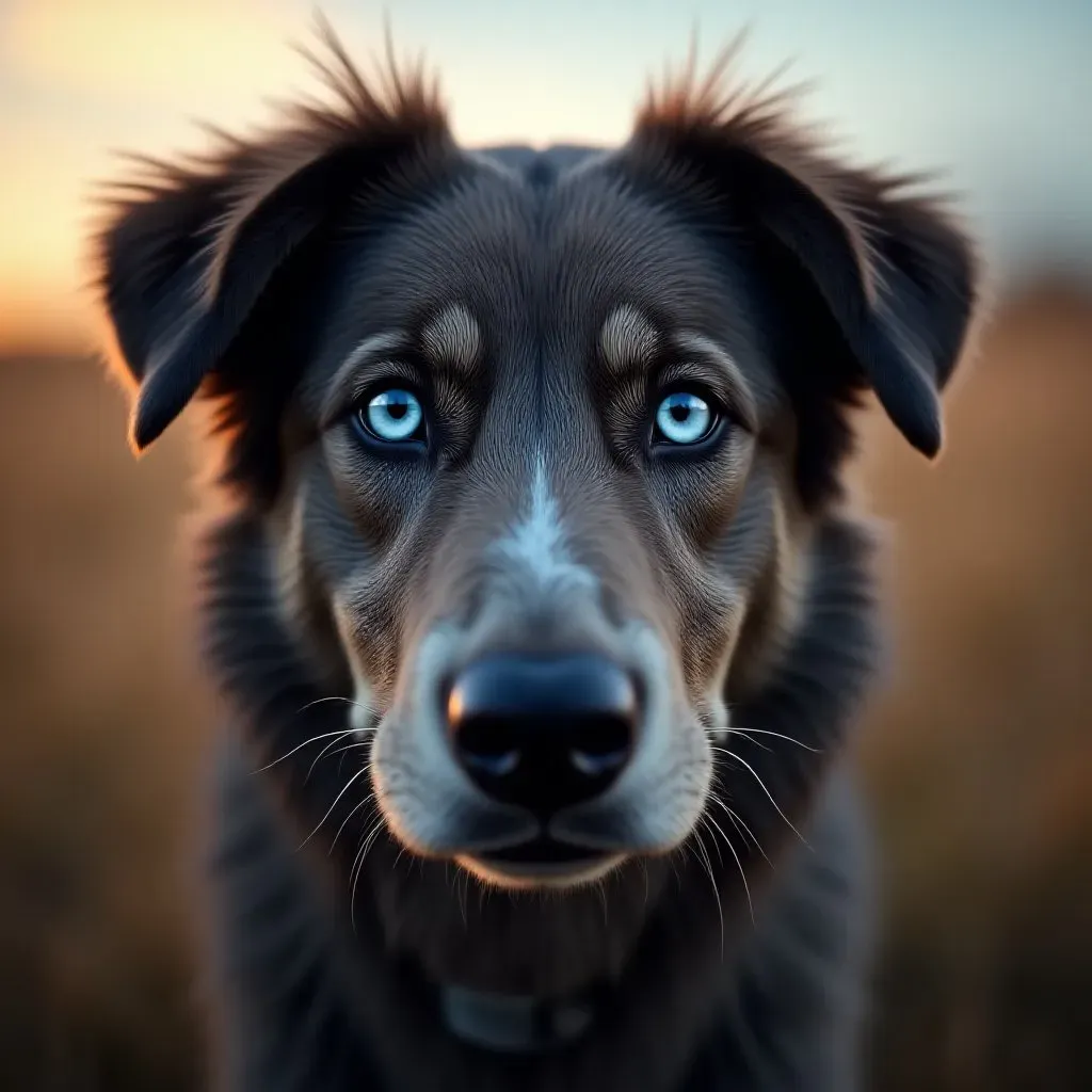 Chien de chasse aux yeux bleus 