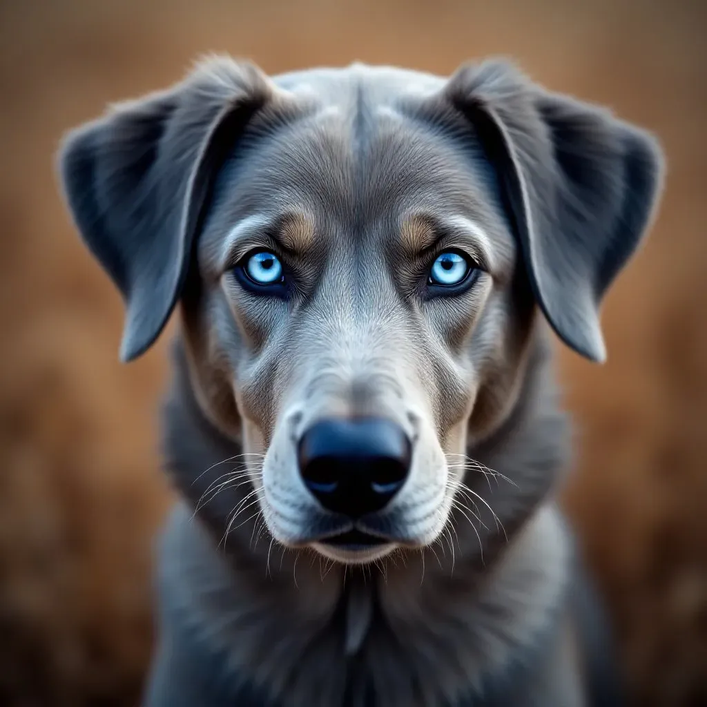 Chien de Chasse Gris aux Yeux Bleus 